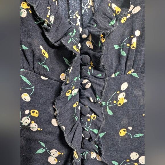 Free People Lemon Flower Printed Blouse Size XS - Picture 10 of 10